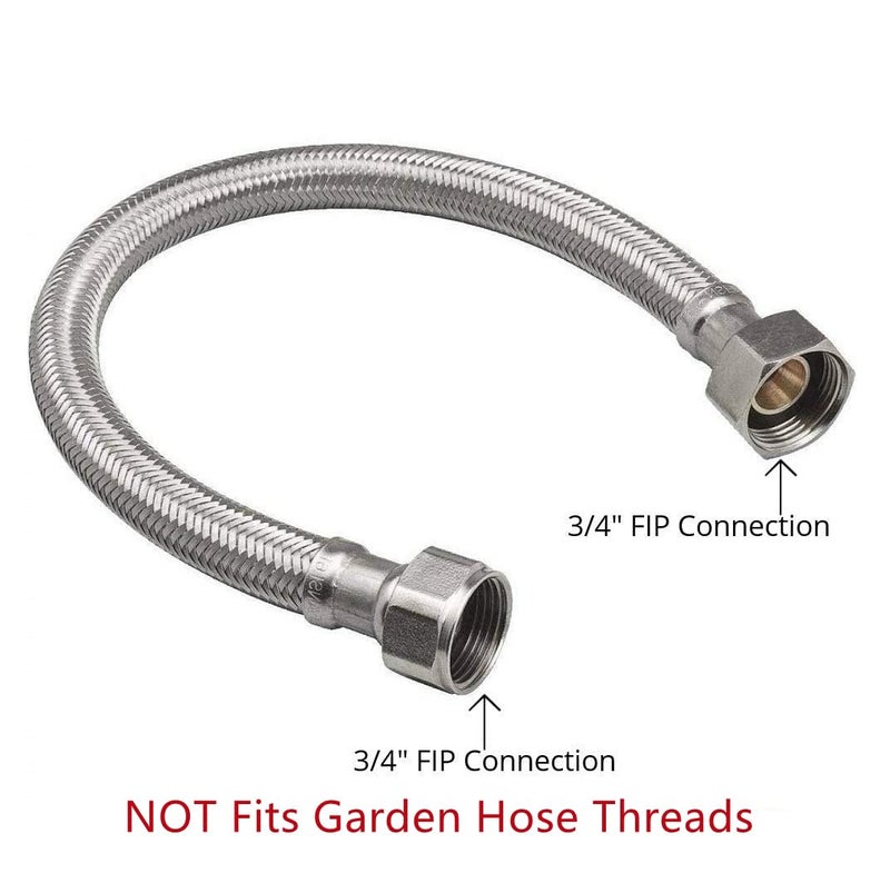 EZ-Fluid 12-Inch Braided Flexible Stainless Steel Water Heater Connector Hose For Female Iron Water Pipes Fitting, 3/4-Inch FIP x 3/4-Inch FIP Female Iron Pipe Thread,Not Fits GHT. - Image 4